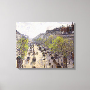 Pissarro - Boulevard Montmartre, lente Canvas Afdruk