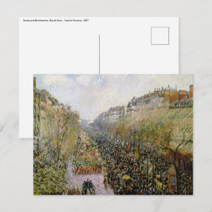 Pissarro - Boulevard Montmartre , Mardi Gras Briefkaart