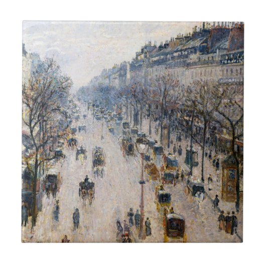Pissarro - Boulevard Montmartre, Winterochtend Tegeltje (Voorkant)