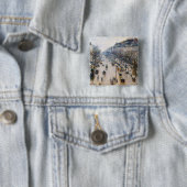 Pissarro - Boulevard Montmartre, Winterochtend Vierkante Button 5,1 Cm (In situ)