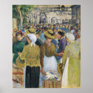 pissarro - de pluimveemarkt op gisors 1890 poster