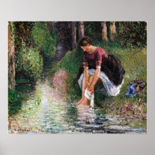 Pissarro - Jong vrouw baadt haar voeten 1894 Poster
