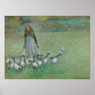 Pissarro - Jonge ganzenhoedster 1886 Poster