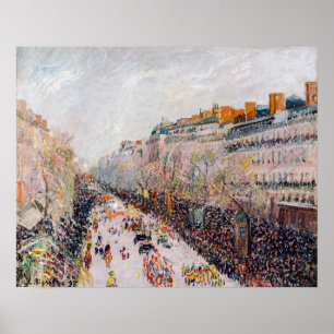 Pissarro - Montmartre, Carnaval op de Boulevard Poster