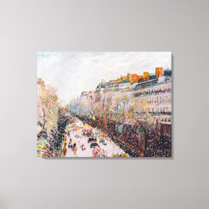 Pissarro - Montmartre, Mardi Gras op de Boulevard Canvas Afdruk