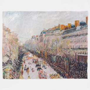Pissarro - Montmartre, Mardi Gras op de Boulevard Fleece Deken