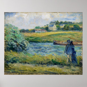 Pissarro - Wandelend bij het water Pontoise 1877 Poster