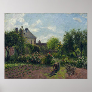 pissarro - werkzaam in de tuin 1898 poster