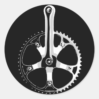 Pista Bicycle Crankset - wit op zwart Ronde Sticker