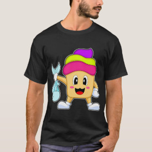 Pistache en paarse gespikkelde aquarelvissen t-shirt