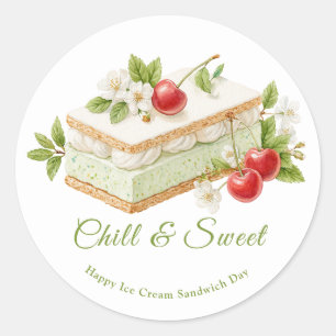 Pistache Ice Cream Sandwich Day Ronde Sticker