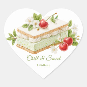Pistache Ice Cream Sandwich Day Waterverf Hart Sticker