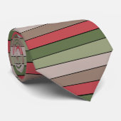 Pistachenoot Shell Groen Rood Bruin Strepen Stropdas (Opgerold)