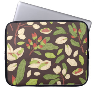 Pistachenoten: Zwart handgetekend naadloos. Laptop Sleeve