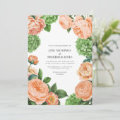 Pistachio and Peach Watercolor Floral Wedding Kaart (Staand voorkant)