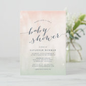 Pistachio Aquarelle Pastel Baby shower Invitation (Debout devant)