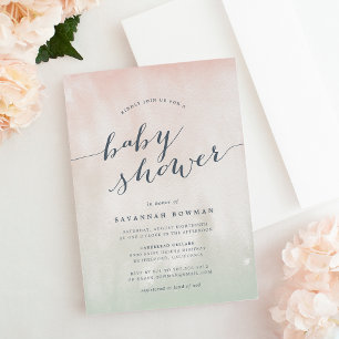 Pistachio Aquarelle Pastel Baby shower Invitation