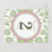 Pistachio Clover en Roos Petal White Table Number Briefkaart (Achterkant)
