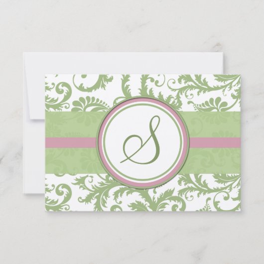 Pistachio Clover rose Lavande Mariage damassé RSVP (Devant)