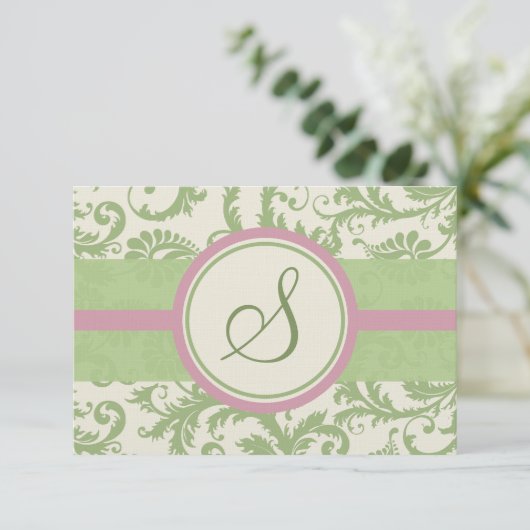 Pistachio Clover Rose Petal Mariage damassé RSVP (Debout devant)