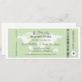 Pistachio Green Boarding Pass Save the Date (Voorkant / Achterkant)