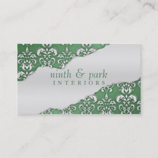 Pistachio Green Ripped Damask Interior Design Visitekaartje