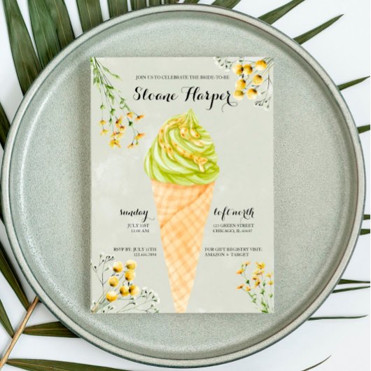 Pistachio IceCream Social Bridal Douche Invitation