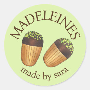 Pistachio Madeleines , Frans gebak Ronde Sticker