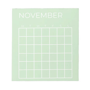 Pistachio Niet gedateerd November Kalender Planner Notitieblok