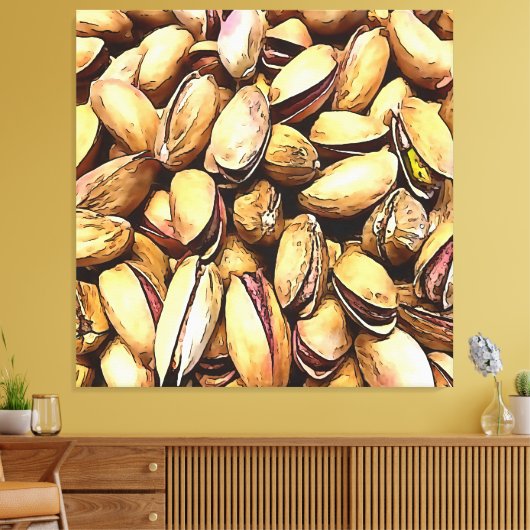 Pistachio Nuts Black Outline Art Canvas Afdruk (Insitu (Woonkamer))