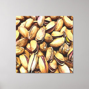 Pistachio Nuts Black Outline Art Canvas Afdruk