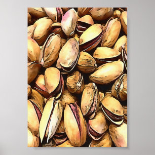 Pistachio Nuts Black Outline Art Poster