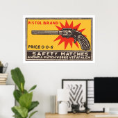 PISTOL BRAND (Indische matchbox cover) Poster (Thuiskantoor)