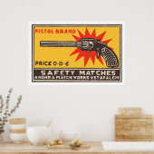 PISTOL BRAND (Indische matchbox cover) Poster (Keuken)