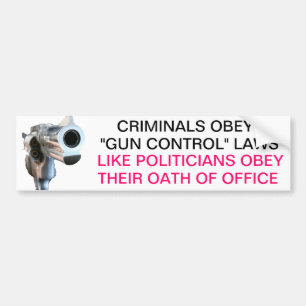Pistolen en politici met bumpersticker