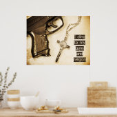 Pistolen en religie poster (Keuken)