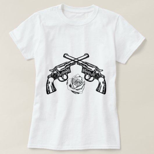 pistolen en rozen t-shirt (Design voorkant)