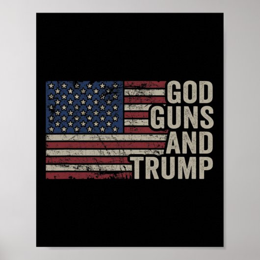 Pistolen en Trump - Pro God Pistool Grappig Republ Poster (Voorkant)