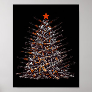 Pistolen Kerstboom Grappig Kerstcadeau 2024 Cadeau Poster