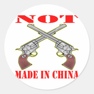 Pistolen NIET gemaakt in China Ronde Sticker