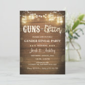 Pistolen of Glitter Gender Reveal Invitation Rusti Kaart (Staand voorkant)