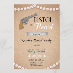 Pistolen of parel geslacht onthullen uitnodiging