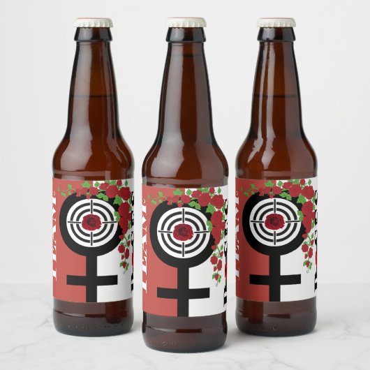 Pistolen of Rozen Geslacht onthullen Baby shower|T Bier Etiket (Flessen)