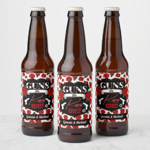 Pistolen of Rozen Geslacht Onthullen Rood/Zwart Bier Etiket