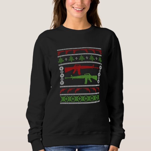 Pistolen Ugly KerstSweater Militaire Pistool Recht Trui (Voorkant)