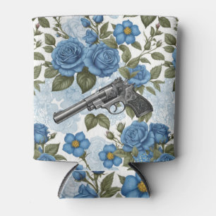 Pistols Bloemen in Blauw Blikjeskoeler