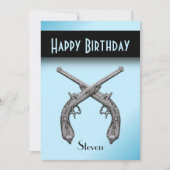 Pistols croisés Blue Anniversaire Invitation (Devant)