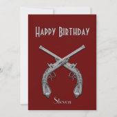 Pistols croisés Rouge foncé Invitation de fête d'a (Devant)