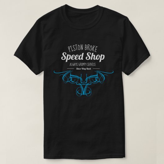 Piston Broke Speed Shop Funny Blue Pinstripes T-shirt (Design voorkant)
