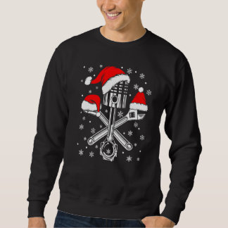 Piston WFrench Santa Hat Car Mechanic Ugly Christm Trui
